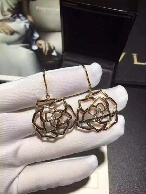 China Pia Get Diamonds Of Hollow  Rose Earring 18kt Gold  With White Gold Or Yellow Gold Or Pink Gold for sale