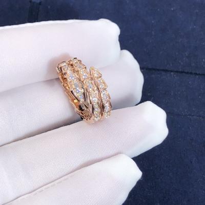 China Elegant  18K Gold  2 Row Diamonds Serpenti Viper Ring Diamond Ring Yellow Gold White Gold en venta