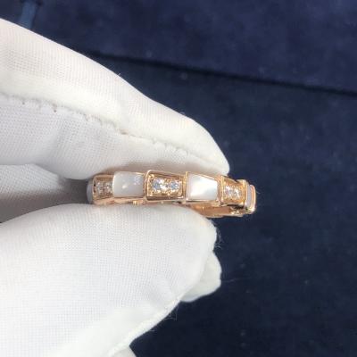 China Elegant  18K Gold Diamonds Serpenti Viper Ring Diamond With White MOP Ring Yellow Gold White Gold for sale