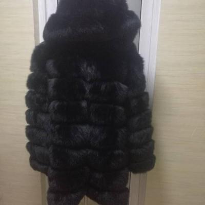 China Winter Long Overcoat Women Black Fox Fur Coats Long Sleeve Black Fox Anti-Shrink Wholesale Fur Coat en venta
