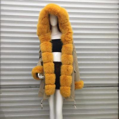 China Real real fox fur lining anti-shrink parka with removable hoods removable liner parka for sale