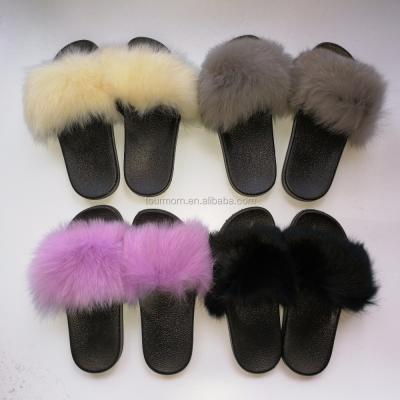 China Home Textile Fur Slippers Trail Lamb Hair Fox Fur Shoes Fur Slippers Fox Fur Slide Slippers /Sandals for sale