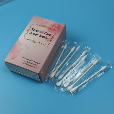 China Individual Wrapped Paper Stick Round And Pointed Cotton Swab For Personal Care for sale