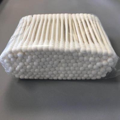 China Papiergriff-weißer Baumwollknospen-Putzlappen-Rundkopf für kosmetische Reinigung zu verkaufen