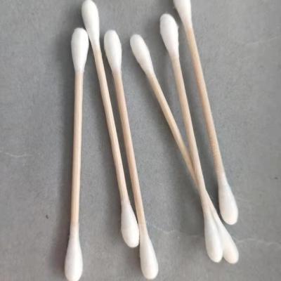 China Disposable Wooden 100pcs Bamboo Cotton Buds Swab for sale