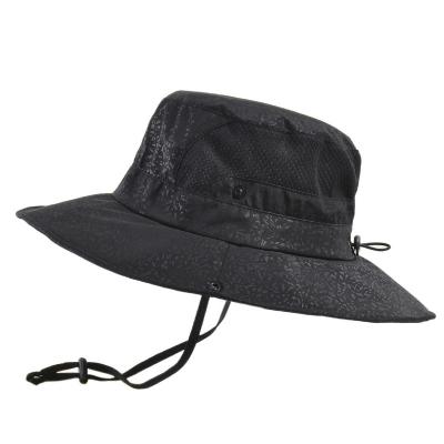 China Summer Men'S Outdoor Leisure Big Brim Two Styles Fisherman Hat With Windproof Rope en venta