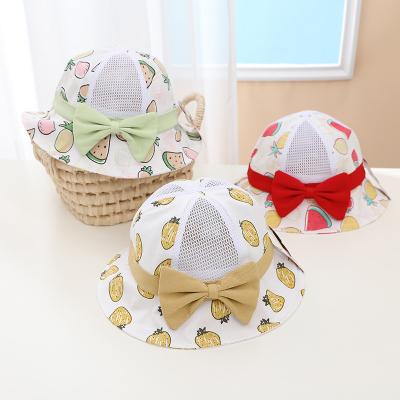 China Summer Fresh And Cute Bow Sunscreen Shade Mesh Bucket Hat For kids en venta