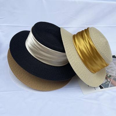 China Summer Flat Top Patch Beach Sunshade multi-color Straw Hat For Femal en venta