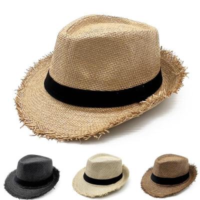 China Sombra al aire libre Straw Hat For People respirable de la playa del borde crudo retro en venta