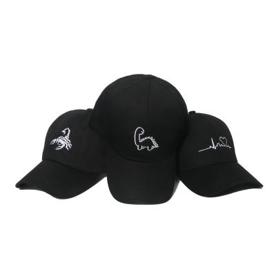 China Solid Color Fashion Cute Scorpion Dinosaur Embroidery Baseball Cap for people en venta