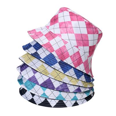 China Casual Trend Diamond Lattice Multi-Color Shade Bucket Hat For Women en venta