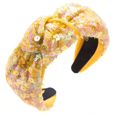 China Glitter knotted wide headband Bling Hair Band for sale