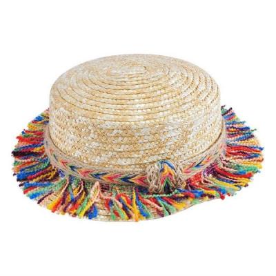 China Rainbow Tassel Beach Straw Hat Woman for sale