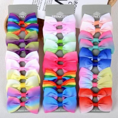 China Rainbow Gradient Color Children’s Hairpin Girl Hairpin With Bow for sale