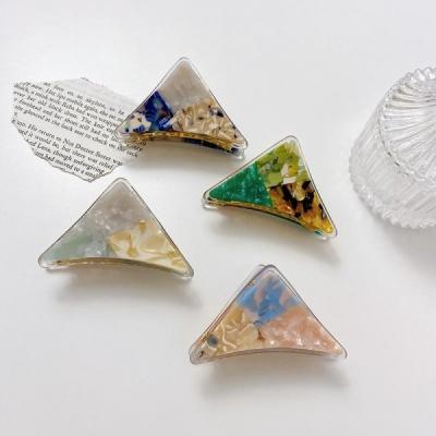 China Acetate Tri-Color Panel Hair Claw Triangle Hair Clip For Women for sale