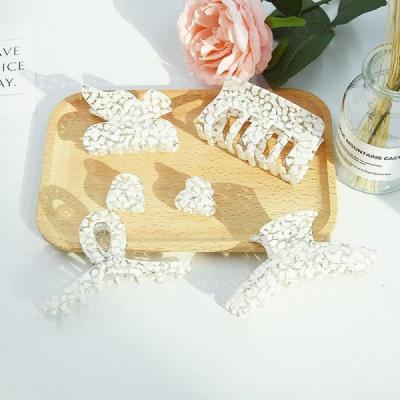 China 2022 White Stone Pattern Hair Claw Acetate Hairpin For Women for sale
