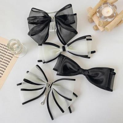 China 2022 New Simple Fringed Mesh Bow Hairpin with Diamonds For Women for sale