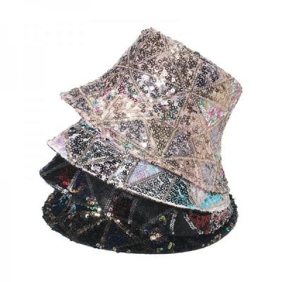 China Trendy Hip-hop Dance Fisherman Hat Punk Geometric Sequined Bucket Hat for sale
