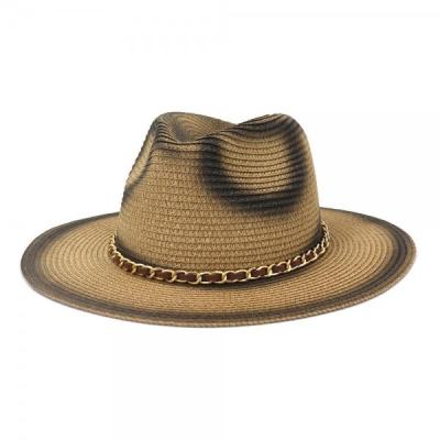 China Chain Jazz Straw Hat Spray Painted Beach Hat for sale