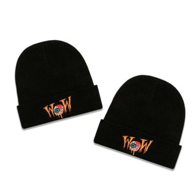 China Black Knitted Hat Trend Letter WOW Hip-Hop Woolen Hat For Women And Men for sale