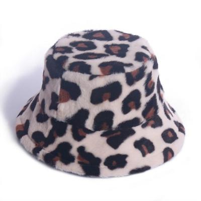 China Fashion Fur Bucket Hat Leopard Fisherman Hat Leopard Print Bucket Basin Hat High Quality for sale