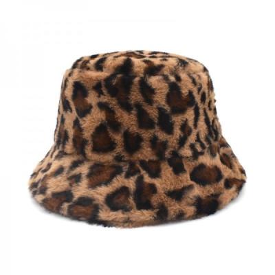 China Designer Winter Hats Leopard Fishermans Fur Bucket Hat Fur Bucket Warm Hat for Women for sale