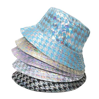 China Hot Silver Dazzle Color  Street Ball Trend Plover case Bucket Hat For Women for sale