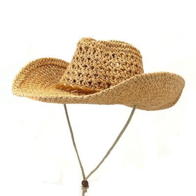 China Vintage Western Cowboy Roll-Edge Parent-Child Straw Hat For Family en venta