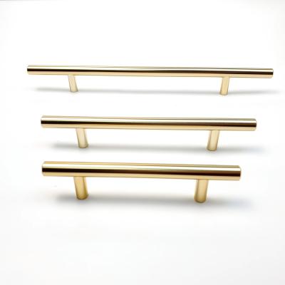 China Electroplating Gold 190mm T Bar Stainless Steel Cabinet Handles For Living Room for sale
