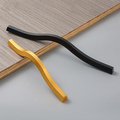 China 600mm Aluminum Cabinet / Drawer Handles Contemporary Gold Wave for sale