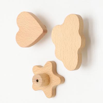 China Beech Moon Love Shape Drawer Knobs Pulls Children Room Hardware for sale