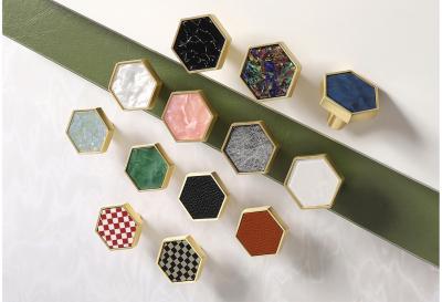 China 30mm Zinc Alloy Hexagon Knobs Handles Cabinet Pulls For Home Decoration for sale