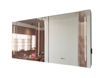 China Gabinetes de aluminio elegantes caseros montados en la pared del espejo del cuarto de baño del almacenamiento de la decoración de encargo del hotel con el espejo de vanidad ligero llevado en venta