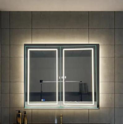 China Fábrica por atacado Elegante Gabinete Chuveiro Espelho iluminado Largo Banheiro Smart LED Espelho Gabinete Alumínio Espelho à venda