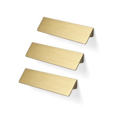 China Brush Gold Aluminum Drawer Hidden Pull Handles 150mm For Kitchen Cabinet for sale