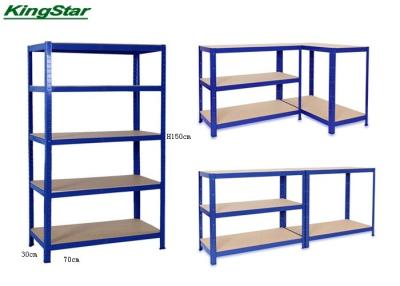 China MDF Shelf Boltless Shelving System , 5 Tier Metal Shelving Unit Fastening Structure for sale