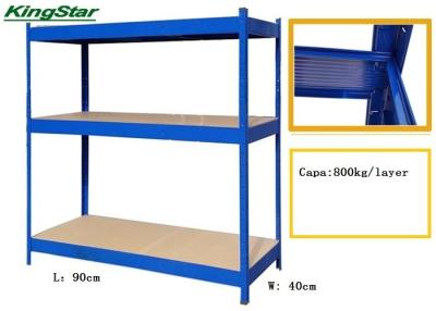China 3 Tier MDF Floors Boltless Industrial Shelving Zipped And Patterned Beamed for sale