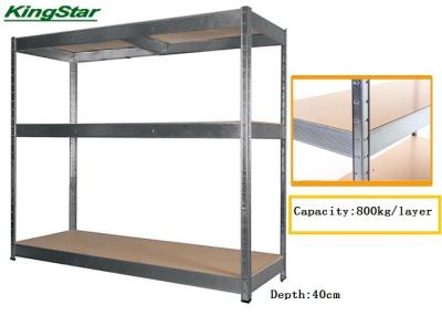China 3 Tier MDF Floors Boltless Industrial Shelving With Zipped And Pattern Beam for sale