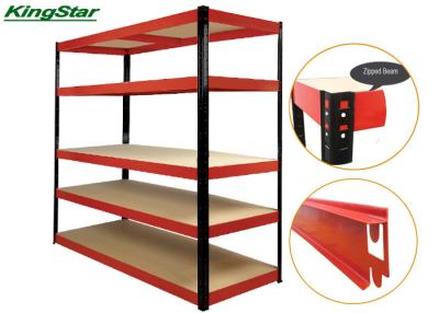 China Red 5 Levels Boltless Storage Shelves Heavy Duty With Recycled Materials for sale