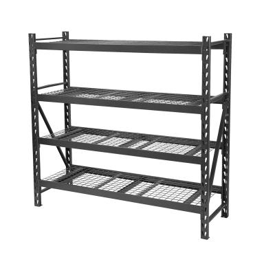 China Powder Coated Metal Storage Rack longspan Four Tier   Adjustable Wire Deck Shelving Unit Capacity 800kgs Per Layer for sale
