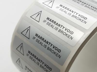 China Matte Silver Polyester Proof Tamper Evident Vaid Seal Etiqueta do selo de segurança à venda