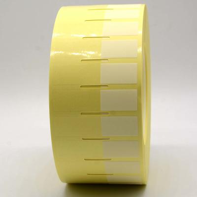 China Etiqueta adhesiva de cable de 60x15-25mm 1mil de color amarillo brillante transparente resistente al agua Etiqueta de cable de poliéster en venta