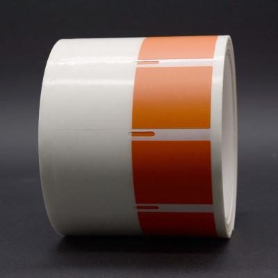 China 70x30-34mm 2mil Orange Matte Water Resistant Polyvinyl Chloride Cable Label for sale