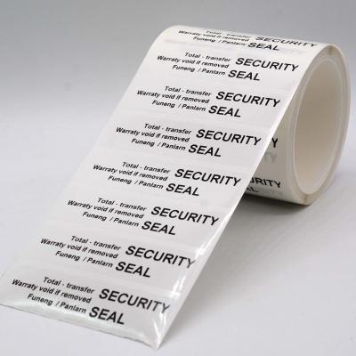 China White 65um 1mil Gloss Full Transfer Tamper Evident Security Labels For VOID for sale