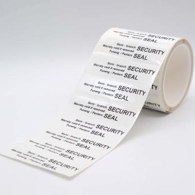 China 65um 1mil Amper Proof Seal Security Sticker Matte White Semi Transfer For VOID for sale