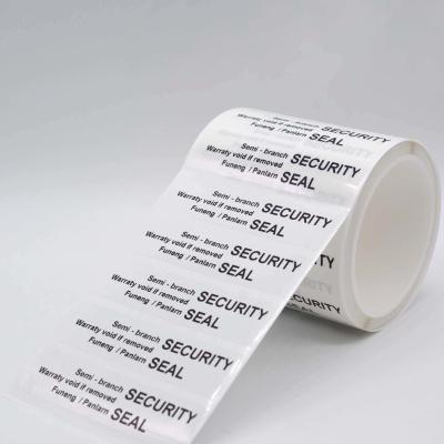 China 85um 2mil Tamper Proof Security Stickers White Gloss Semi Transfer Low Residue for sale