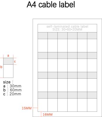 China 30x60-20mm 2mil A4 Weiß Matte Durchsichtig Wasserdicht Vinylkabel Etikett zu verkaufen