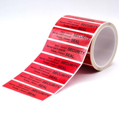 China 55um 1mil Tamper Proof Seal Security Sticker Glossy Red Semi Transfer High Residue Tamper Evident Label for sale