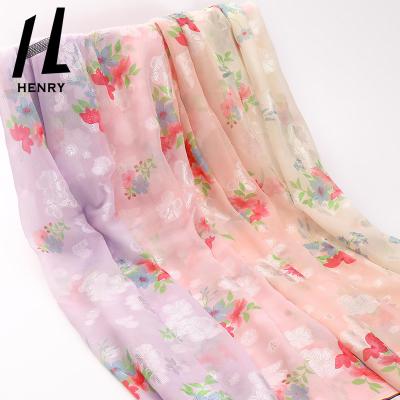 China Custom Soft Tulle Fabric 100% Polyester Textile Material Print Chiffon For Garment for sale