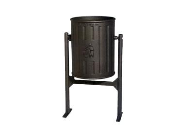 China Outdoor Public Ornamental Iron Accessories Cast Iron Dustbin Waste Bin Trash Cans for sale